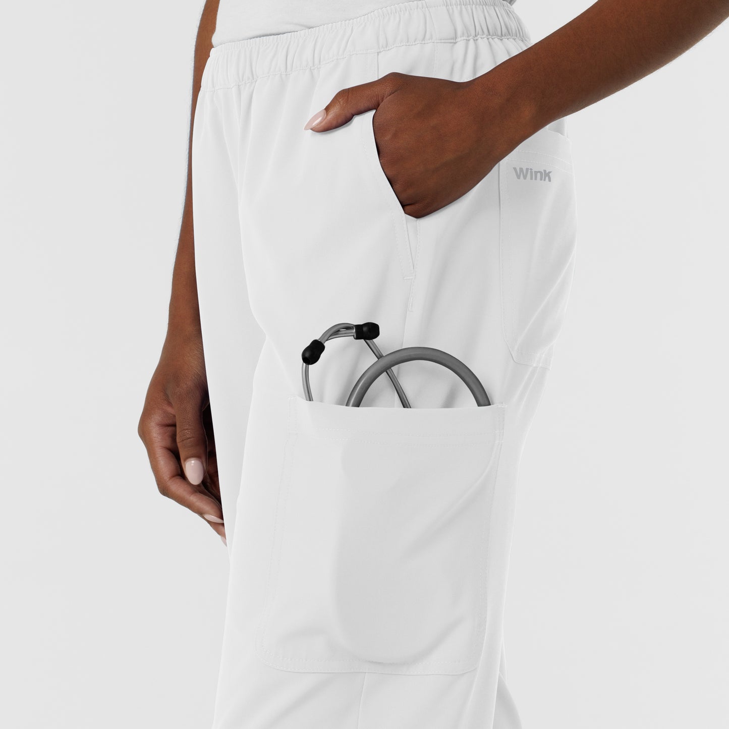 NURTUR 5180 Women's Straight Leg Cargo Scrub Pants White