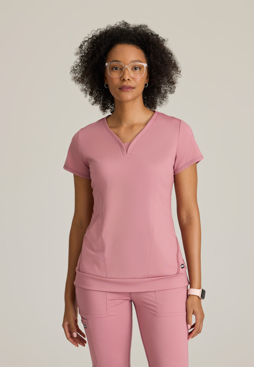 Grey's Anatomy Knits GRST250 Motivate Knit Scrub Top Canyon Pink