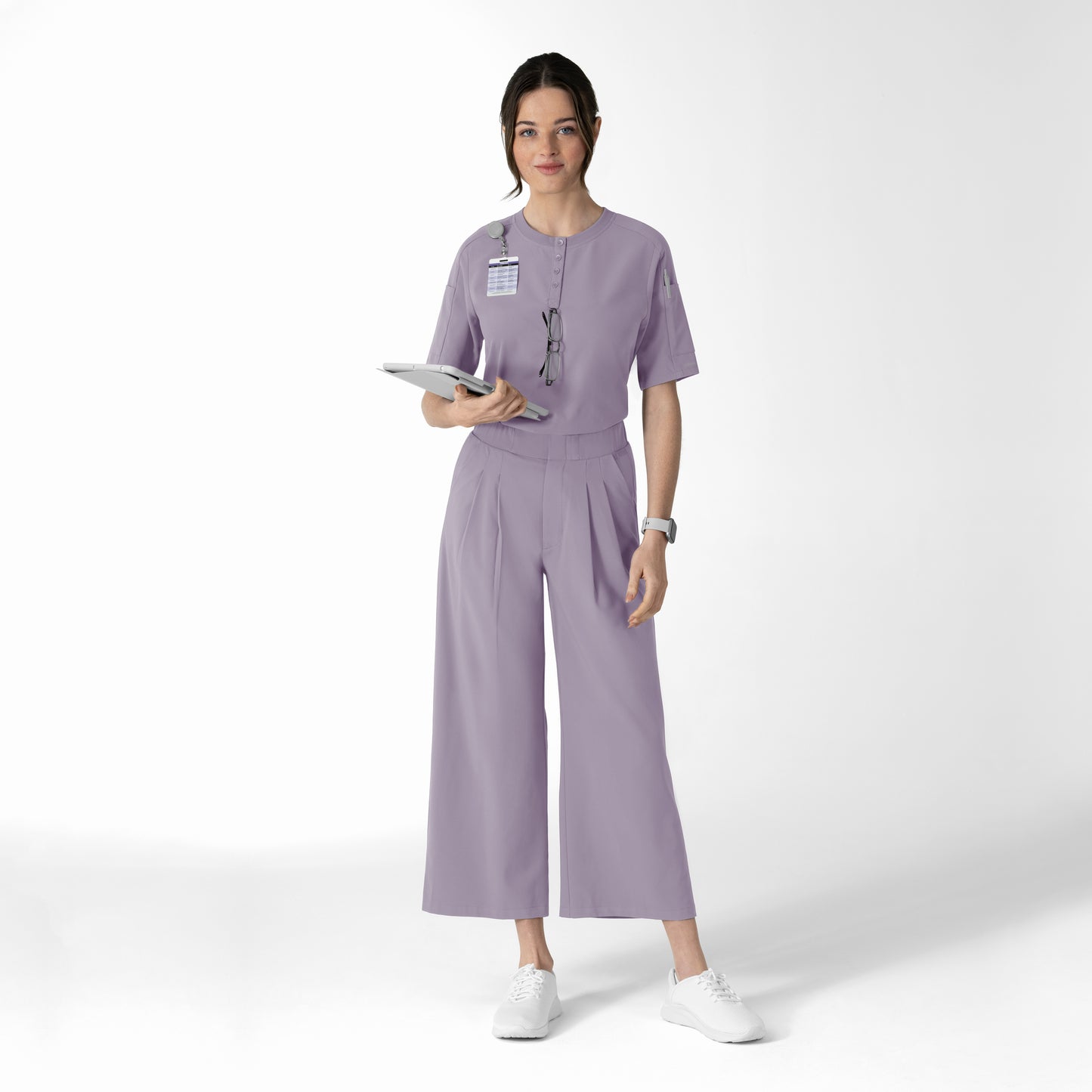 RENEW 6354 Women's Tuck-In Henley Scrub Top Wisteria