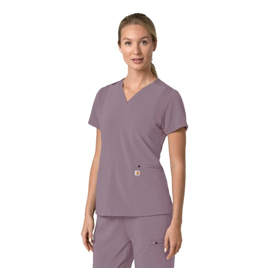 Force Cross-Flex C13210 Flex Panel V-Neck Scrub Top Lavender Mist Model Image Right Side | Carhartt