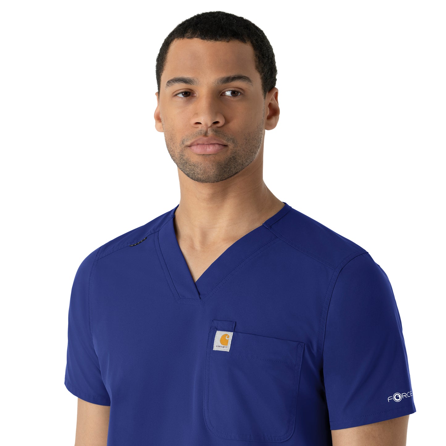 Force Essentials C16113 Men's V-Neck Shirttail Scrub Top Galaxy Blue