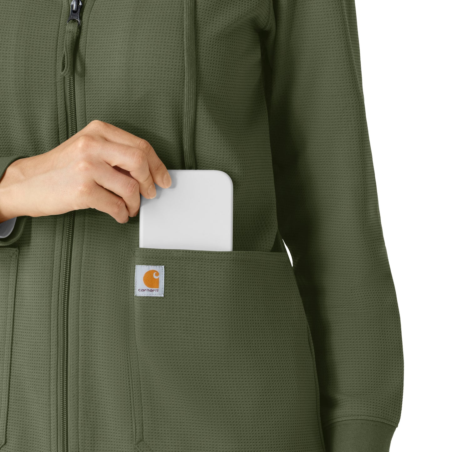 Layers C82008 Women's Full Zip Waffle Hoodie Olive