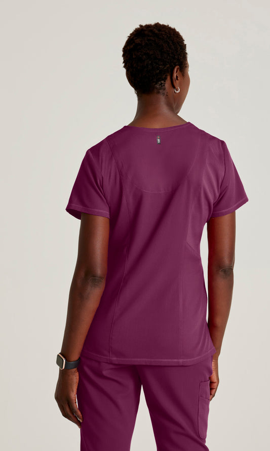 Grey's Anatomy Stretch GRST045 Serena Scrub Top Wine