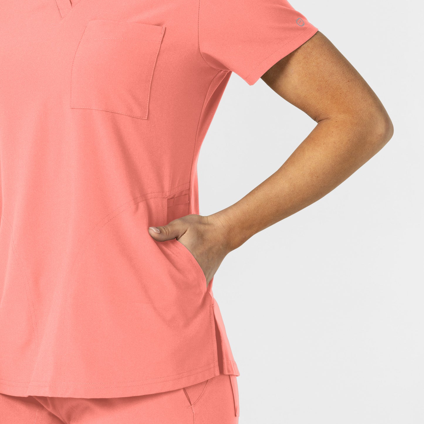 W123 6045 Women's Flex-n-Reach V-Neck Scrub Top Paradise Pink