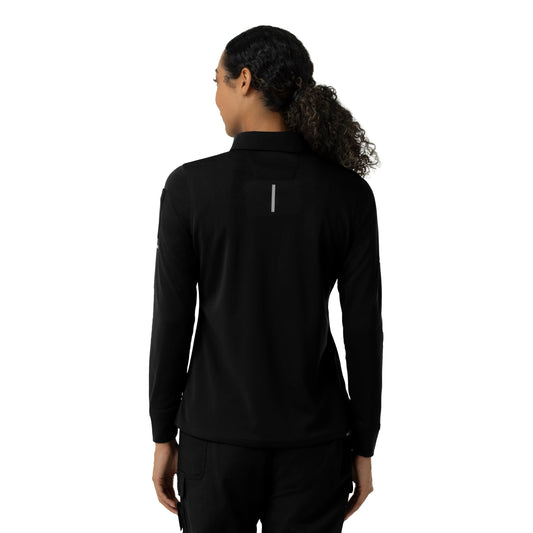Rugged Flex C12129 Women's Heavyweight Long Sleeve Polo Scrub Top Black