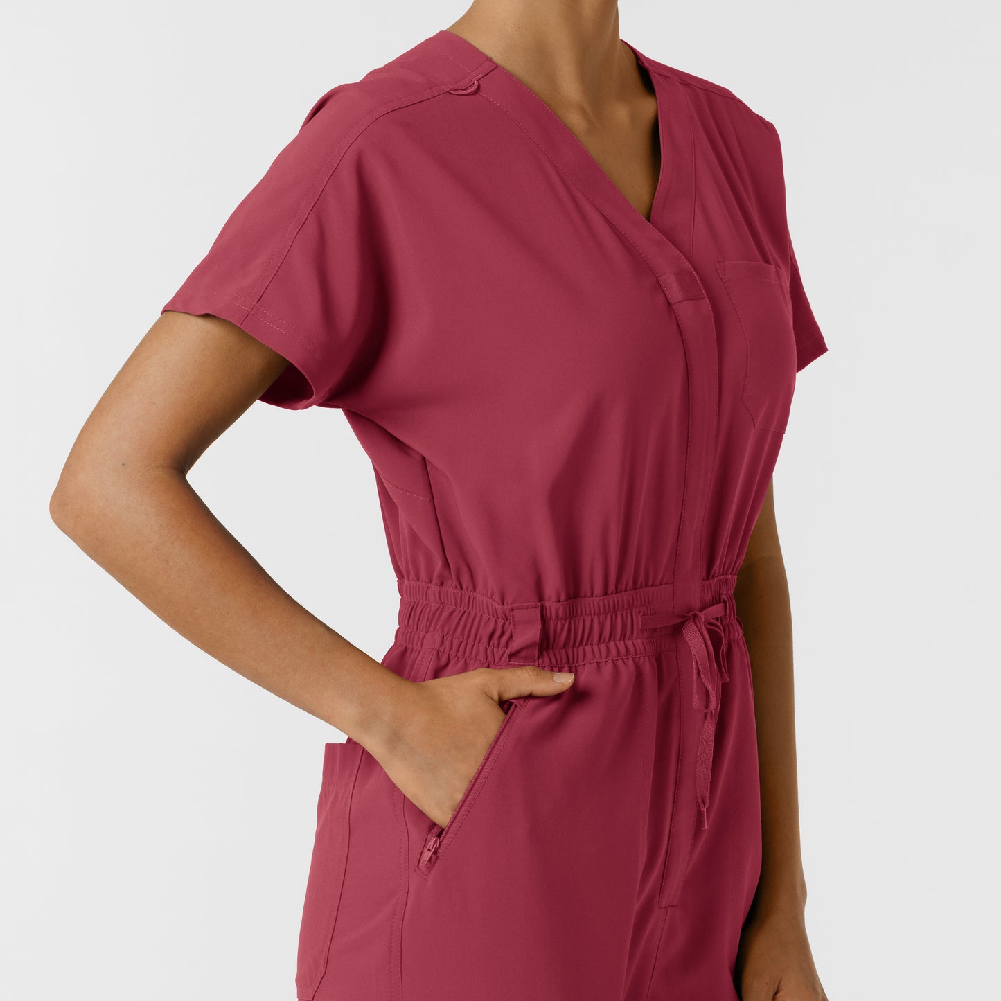RENEW 3234 Women's Cargo Jogger Scrub Jumpsuit Ruby