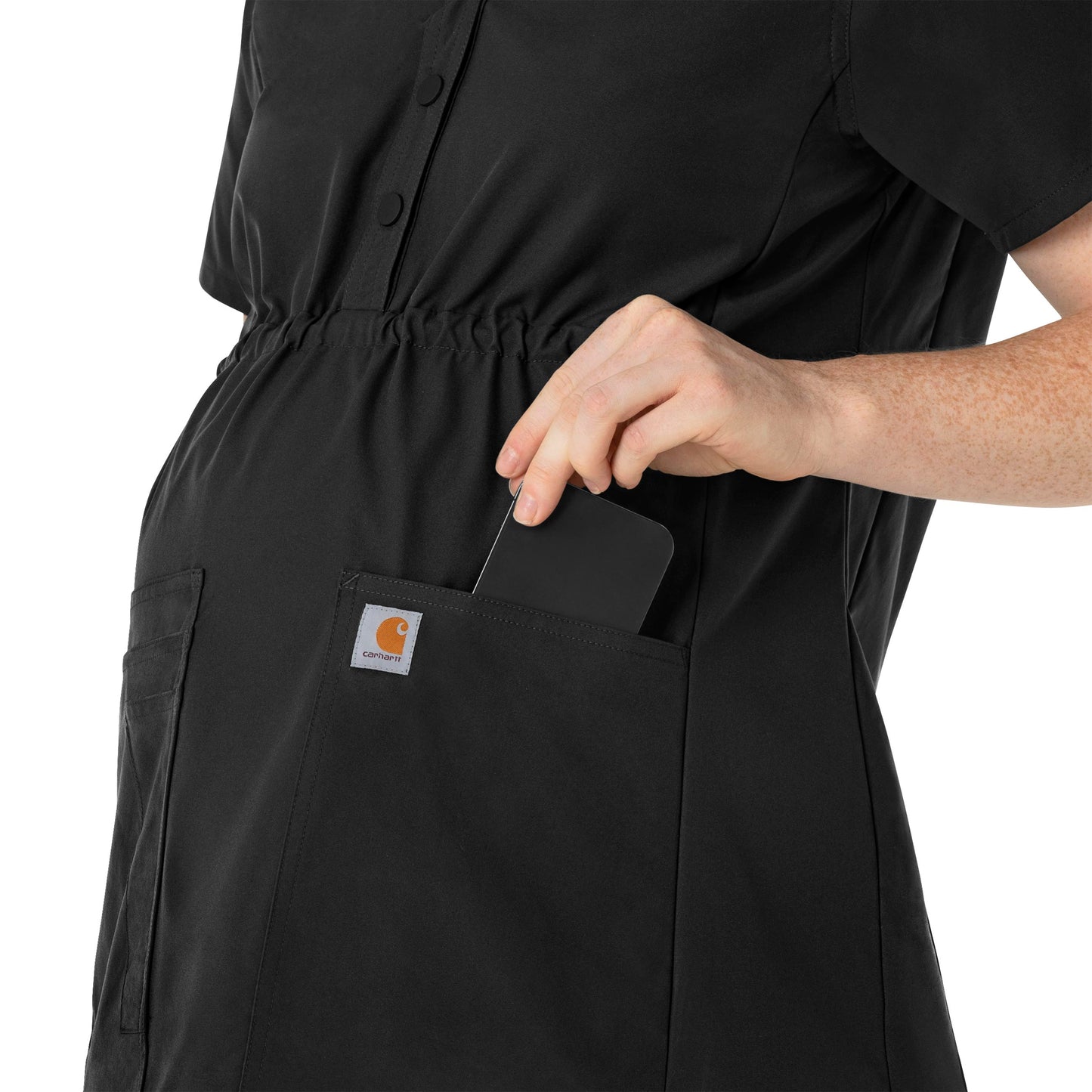Force Essentials C14113 Henley Maternity Scrub Top Black Model Image Alternate | Carhartt