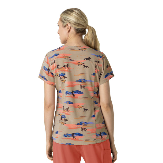 Carhartt Prints C13414 Women's V-Neck Print Scrub Top Mustang Meadow