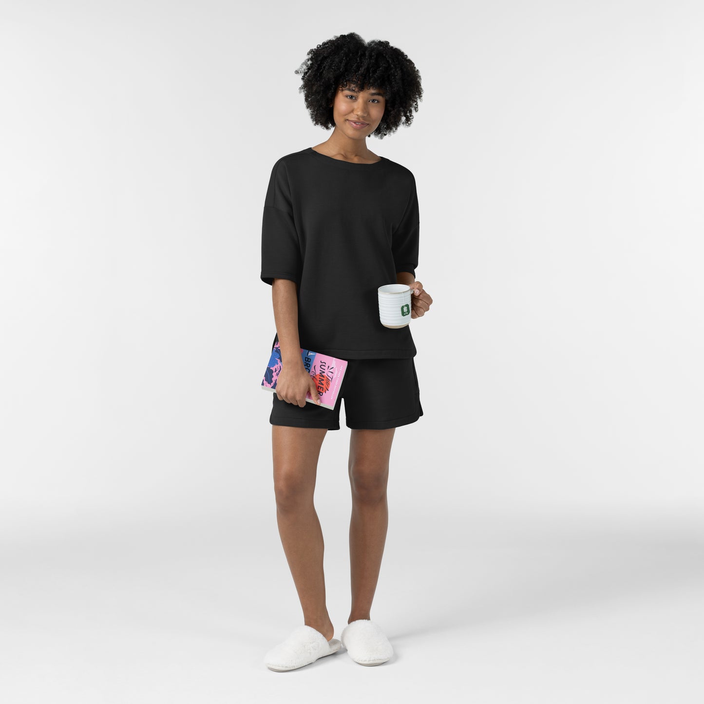 Unwind & Lounge 6389 Women's Relaxed Pullover Black