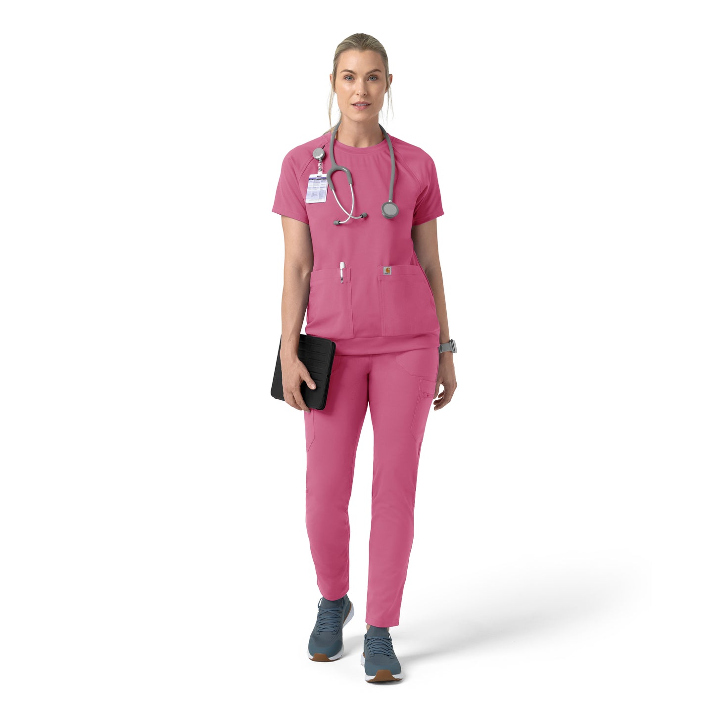 Force Cross-Flex C13290 Knit Women's Crew Neck Scrub Top Electric Fuschia