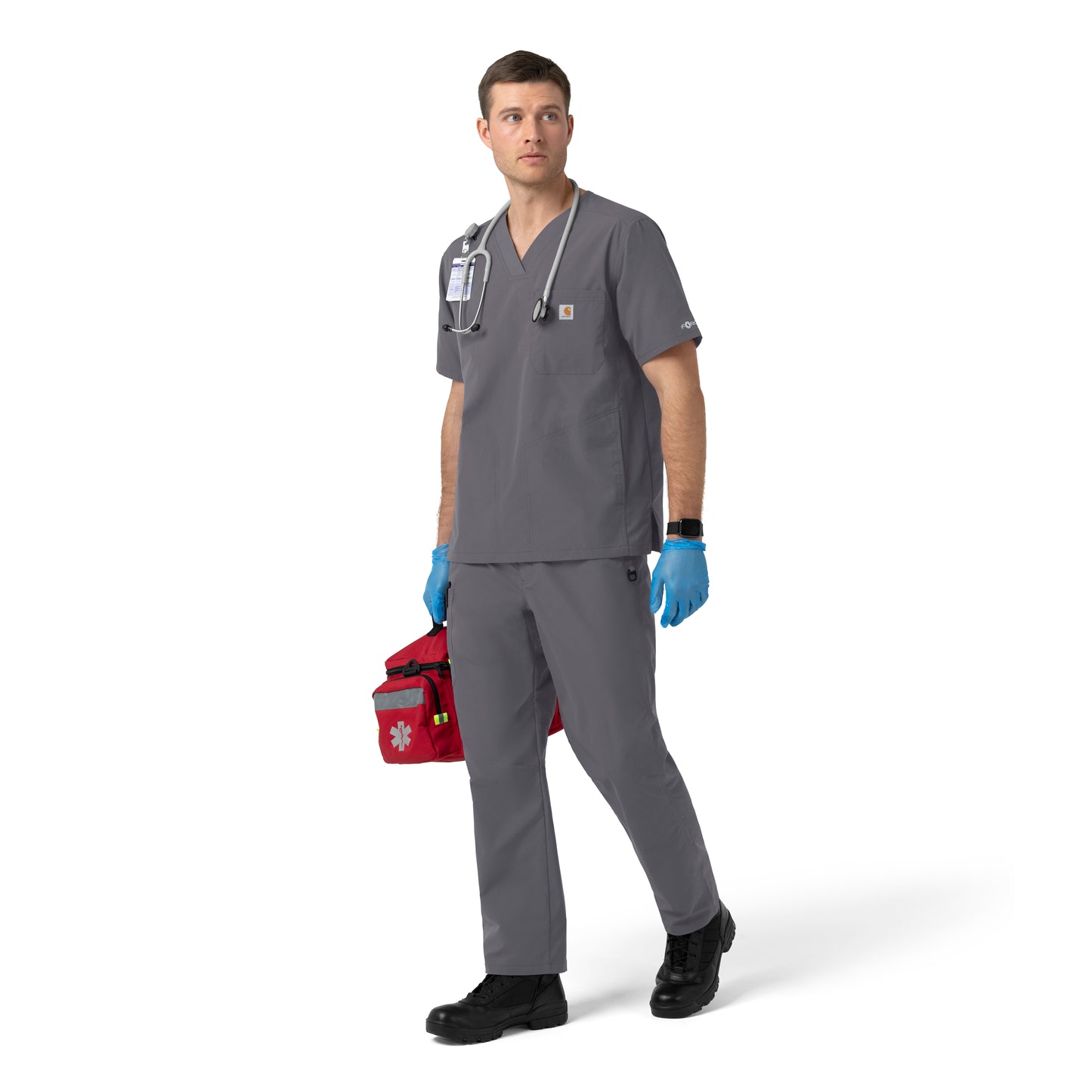 Rugged Flex C16239 Men's Ripstop V-Neck Scrub Top Pewter