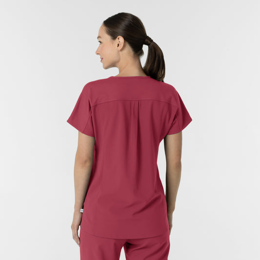 RENEW 6154 Women's V-Neck Tunic Scrub Top Ruby