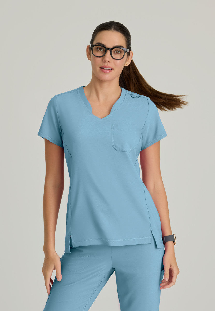 Grey's Anatomy Evolve GSST181 Sway Tuck-In Scrub Top Ocean Mist