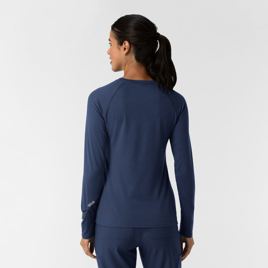 Layers 2139 Women's Watch Window Long Sleeve Underscrub Top Navy