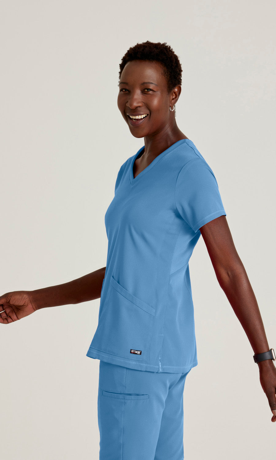 Grey's Anatomy Stretch GRST045 Serena Scrub Top Ciel Blue