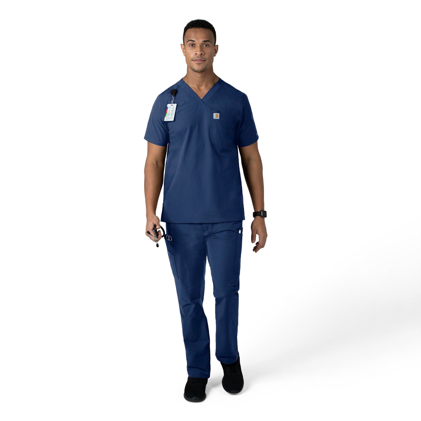 Force Essentials C56113 Men's Straight Leg Cargo Scrub Pants Navy Model Image Alternate | Carhartt