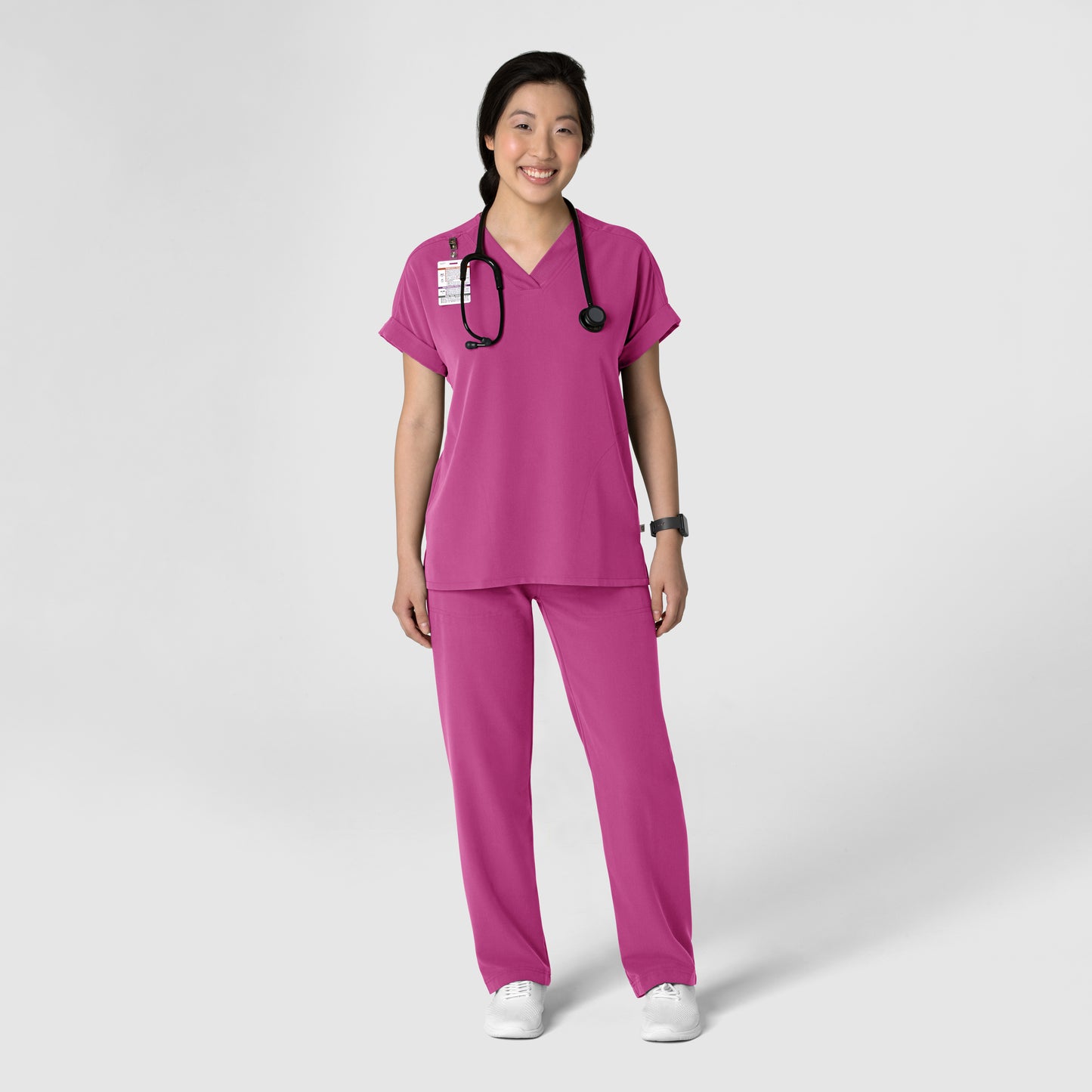 Nova 5232 Stovepipe High-Low Hem Scrub Pants Raspberry Model Image Alternate | Wink