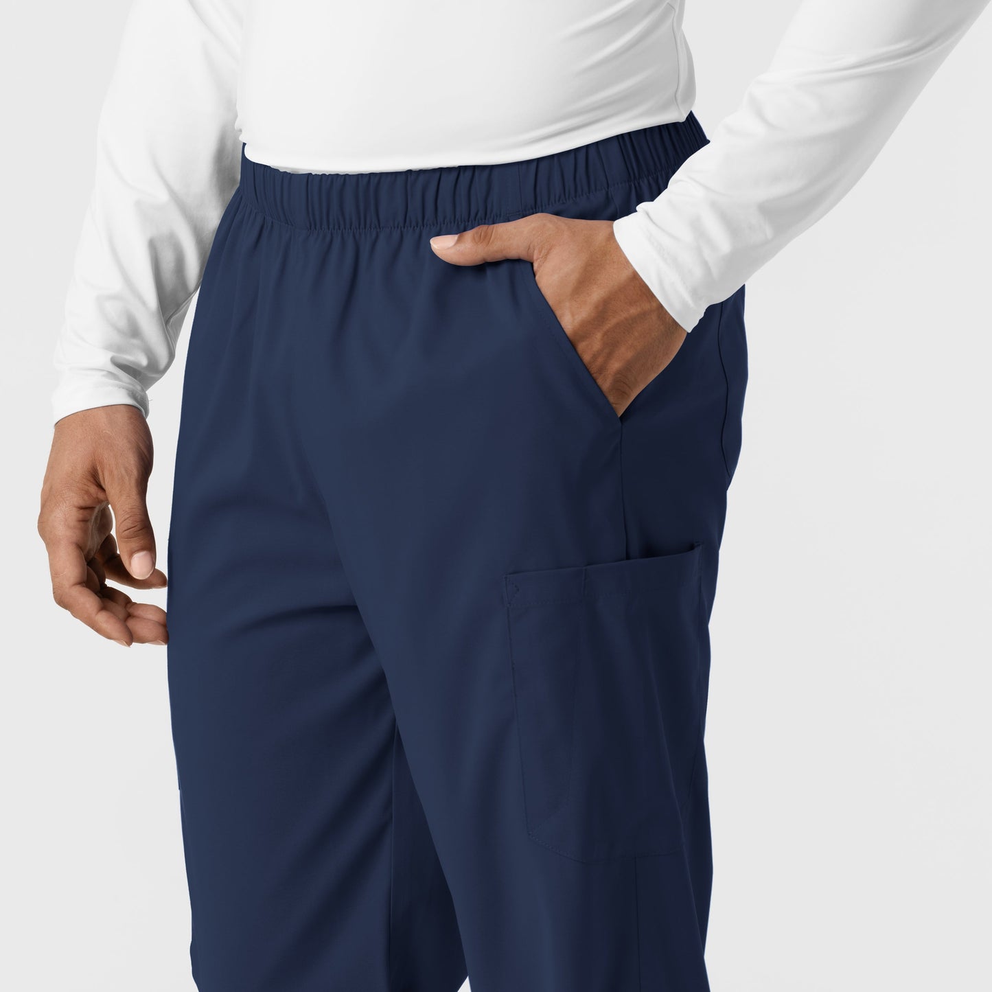 Boundless 5051 Unisex Straight Leg Scrub Pants Navy Model Image Alternate | Wink