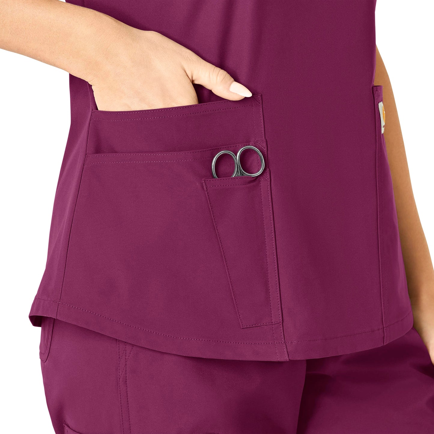 Force Essentials C12113 V-Neck Scrub Top Wine Model Image Alternate | Carhartt