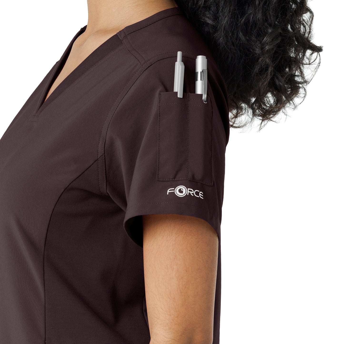 Force Cross-Flex C13310 Women's Knit Panel Scrub Top Dark Sepia