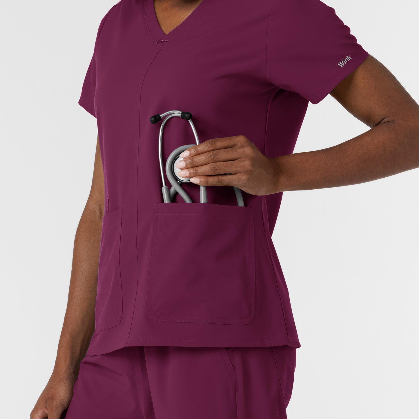 NURTUR 6180 Women's V-Neck Scrub Top Wine