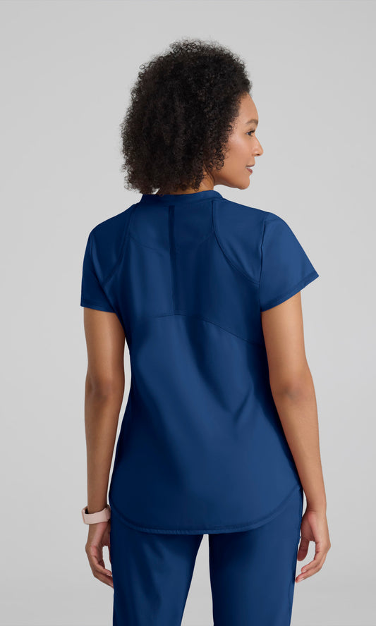 Grey's Anatomy Knits GRST249 Define Knit Scrub Top Indigo