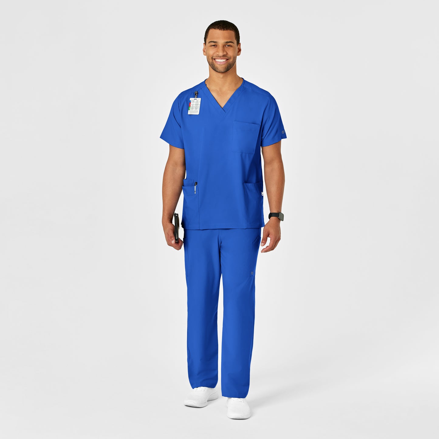 W123 5855 Unisex Multi-Cargo Scrub Pants Royal Model Image Alternate | Wink