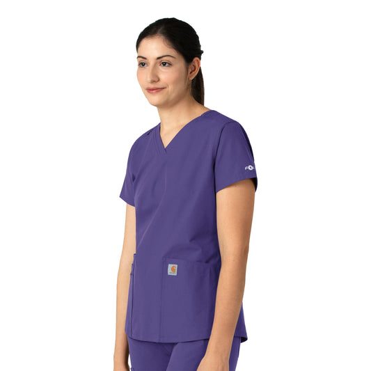 Force Essentials C12113 V-Neck Scrub Top Grape Model Image Right Side | Carhartt
