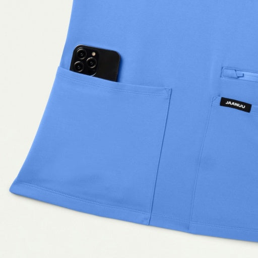 ULTRAsoft W30014 Women's Kass Slim 4-Pocket Scrub Top Ceil Blue