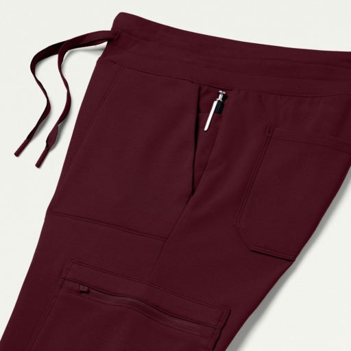 ULTRAsoft W40002 Women's Kait 10-Pocket Skinny Scrub Joggers Burgundy