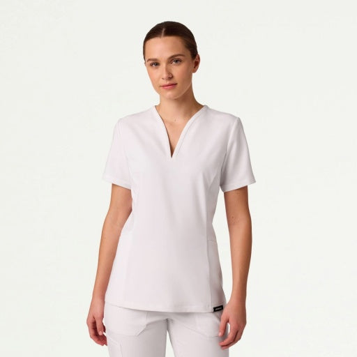 ULTRAlast W10003 Women's Calix Fit & Flare Scrub Top White
