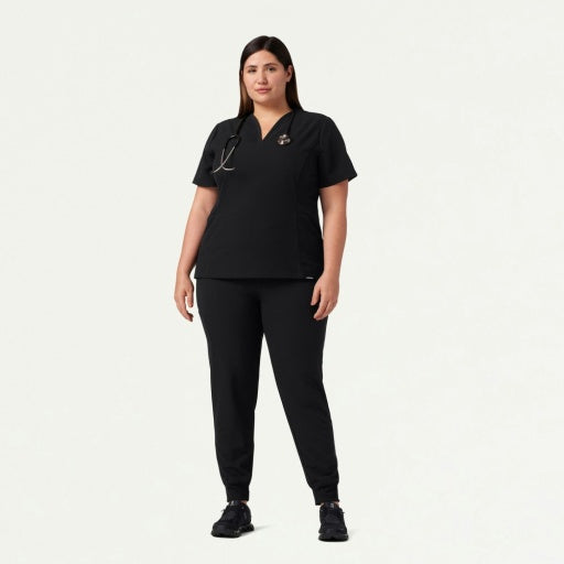 ULTRAlast W10003 Women's Calix Fit & Flare Scrub Top Black