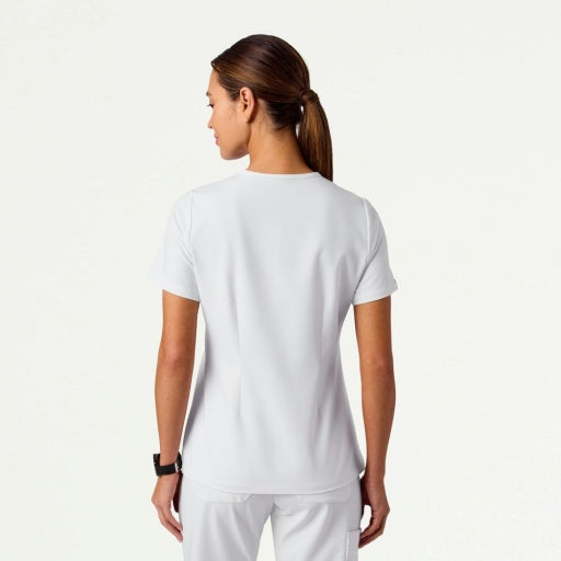 G14 Women's W10013 Rhena Slim Essential 1-Pocket Scrub Top White