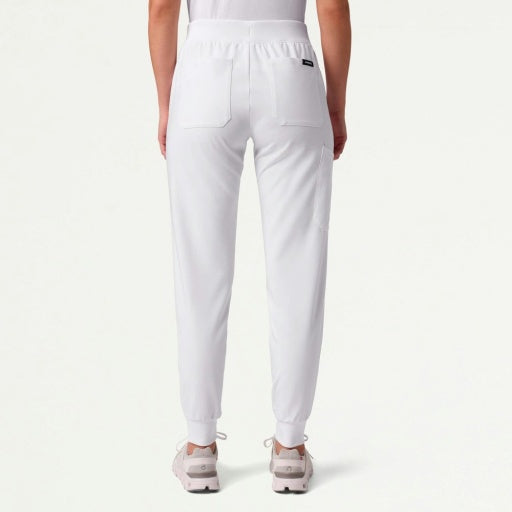 G14 Women's W120002 Silex Slim Cargo Knit-Waist Scrub Jogger White
