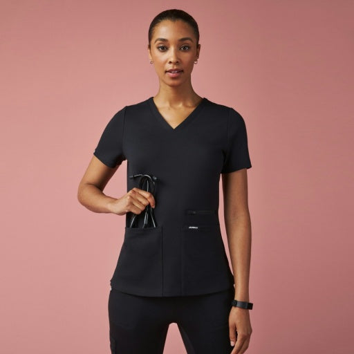 ULTRAsoft W30014 Women's Kass Slim 4-Pocket Scrub Top Black