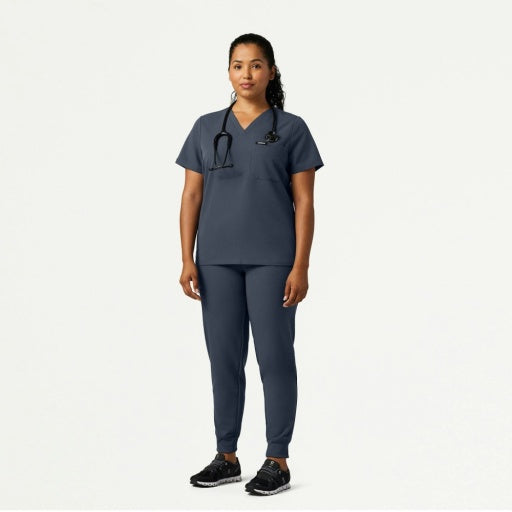 ULTRAlast W10013 Women's Rhena Slim 1-Pocket Scrub Top Carbon Gray