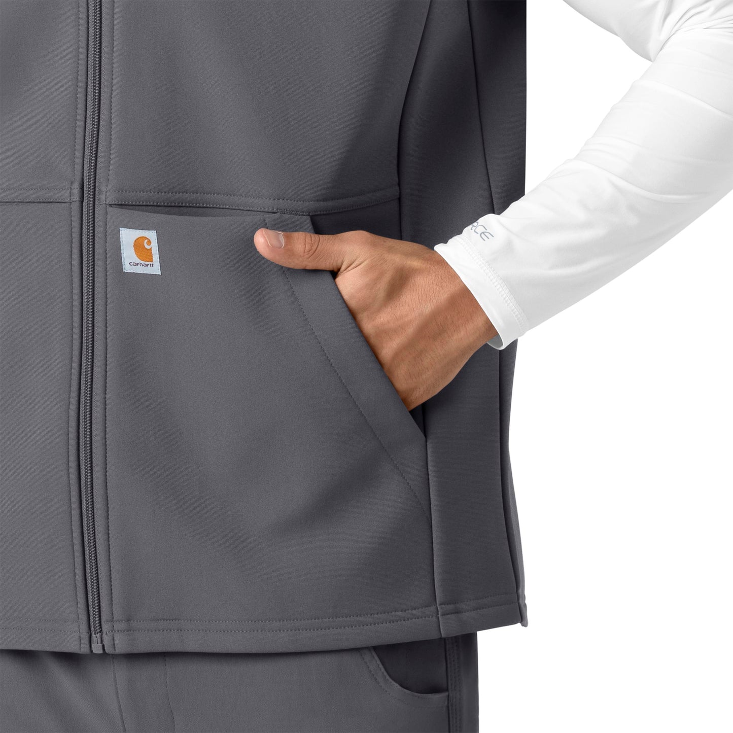 Rugged Flex C82023 Men's Bonded Fleece Vest Pewter Model Image Alternate | Carhartt