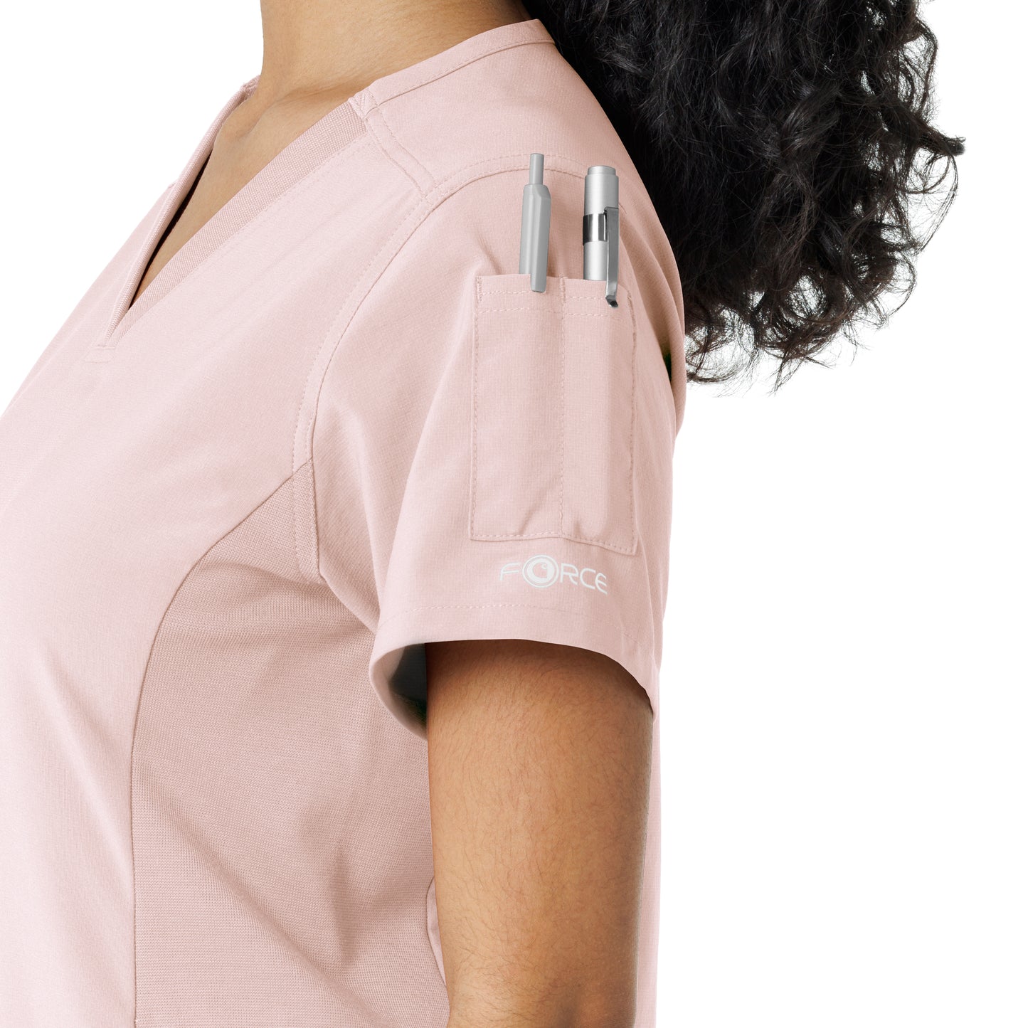 Force Cross-Flex C13310 Women's Knit Panel Scrub Top Soft Rose