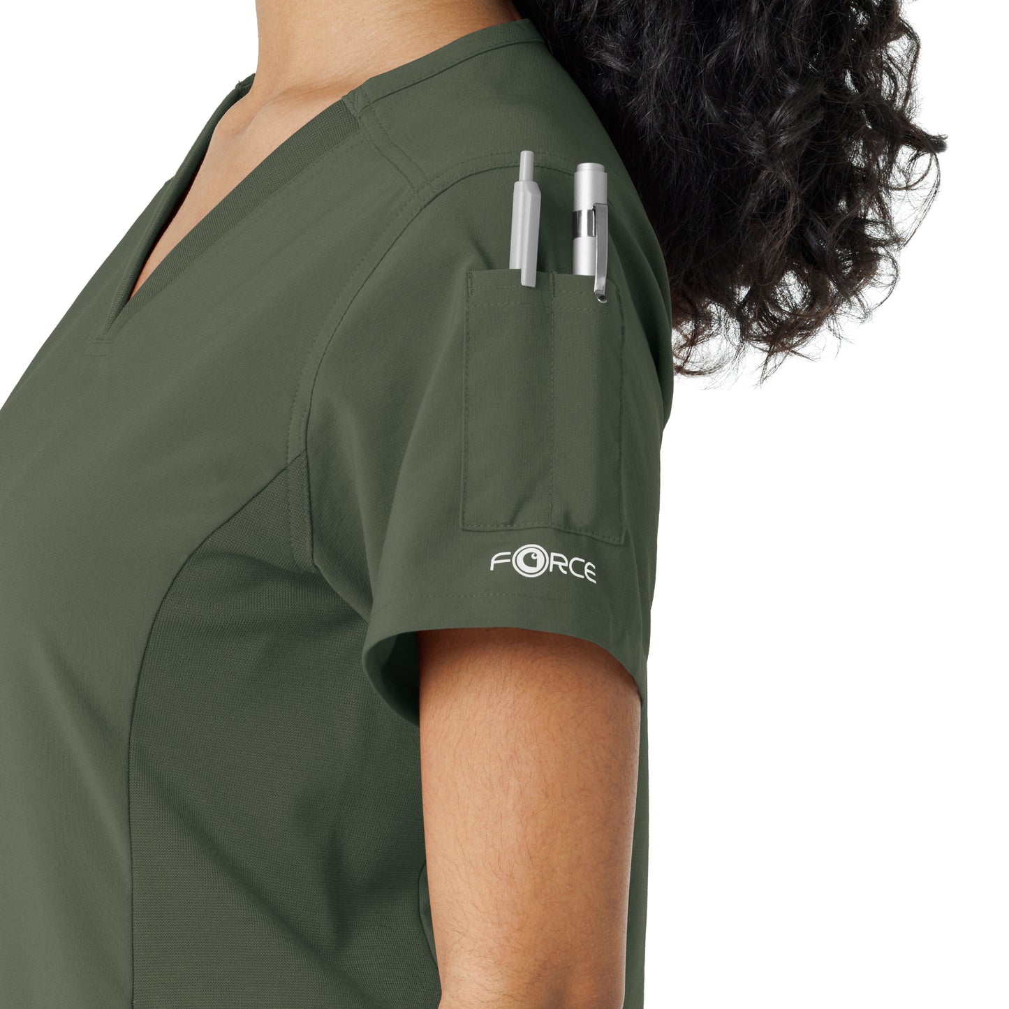 Force Cross-Flex C13310 Women's Knit Panel Scrub Top Olive