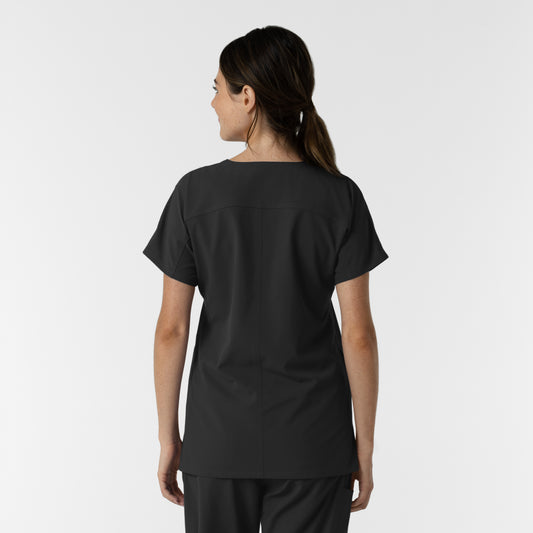 NURTUR 6280 Women's Drop Shoulder Tunic Scrub Top Black