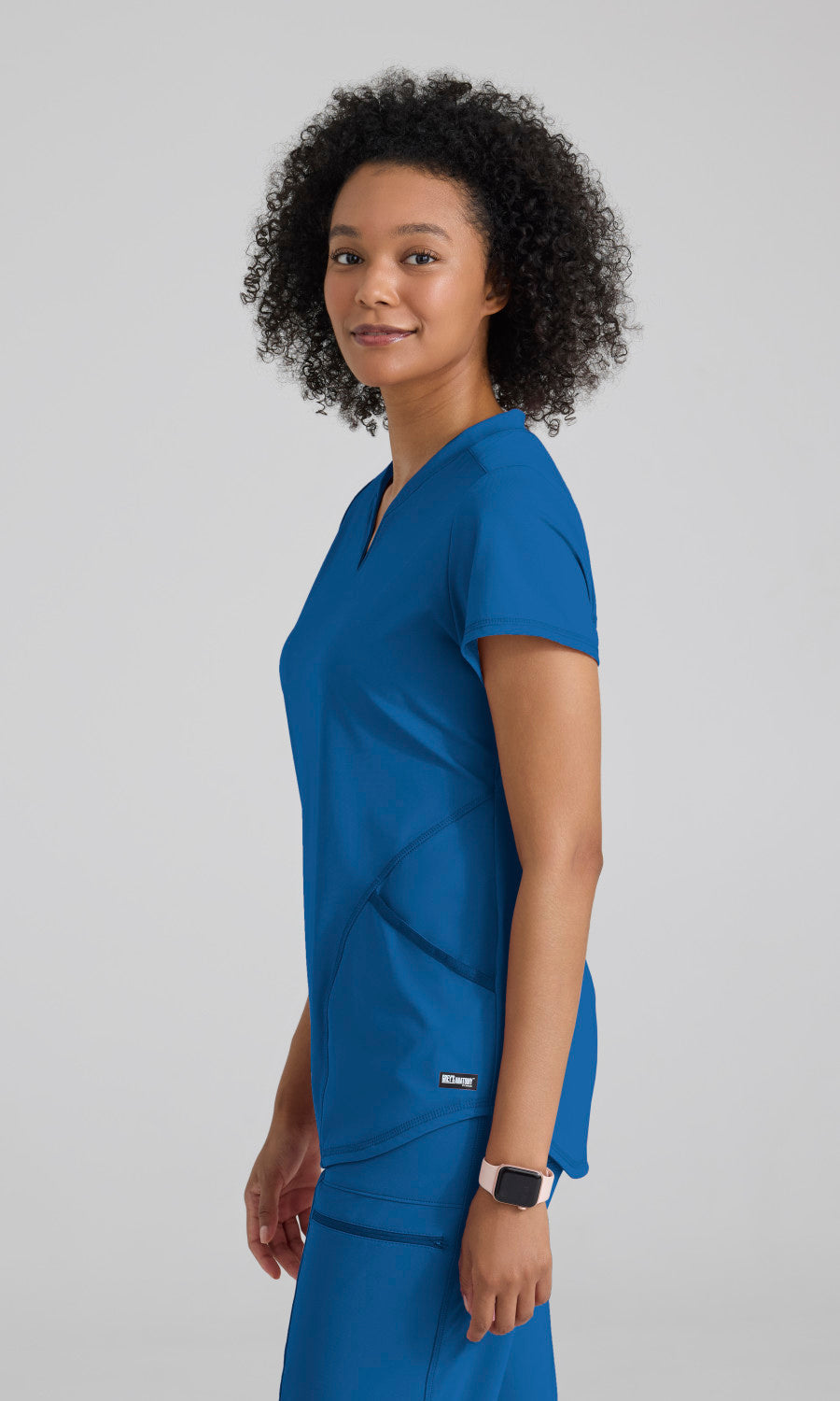Grey's Anatomy Knits GRST249 Define Knit Scrub Top New Royal