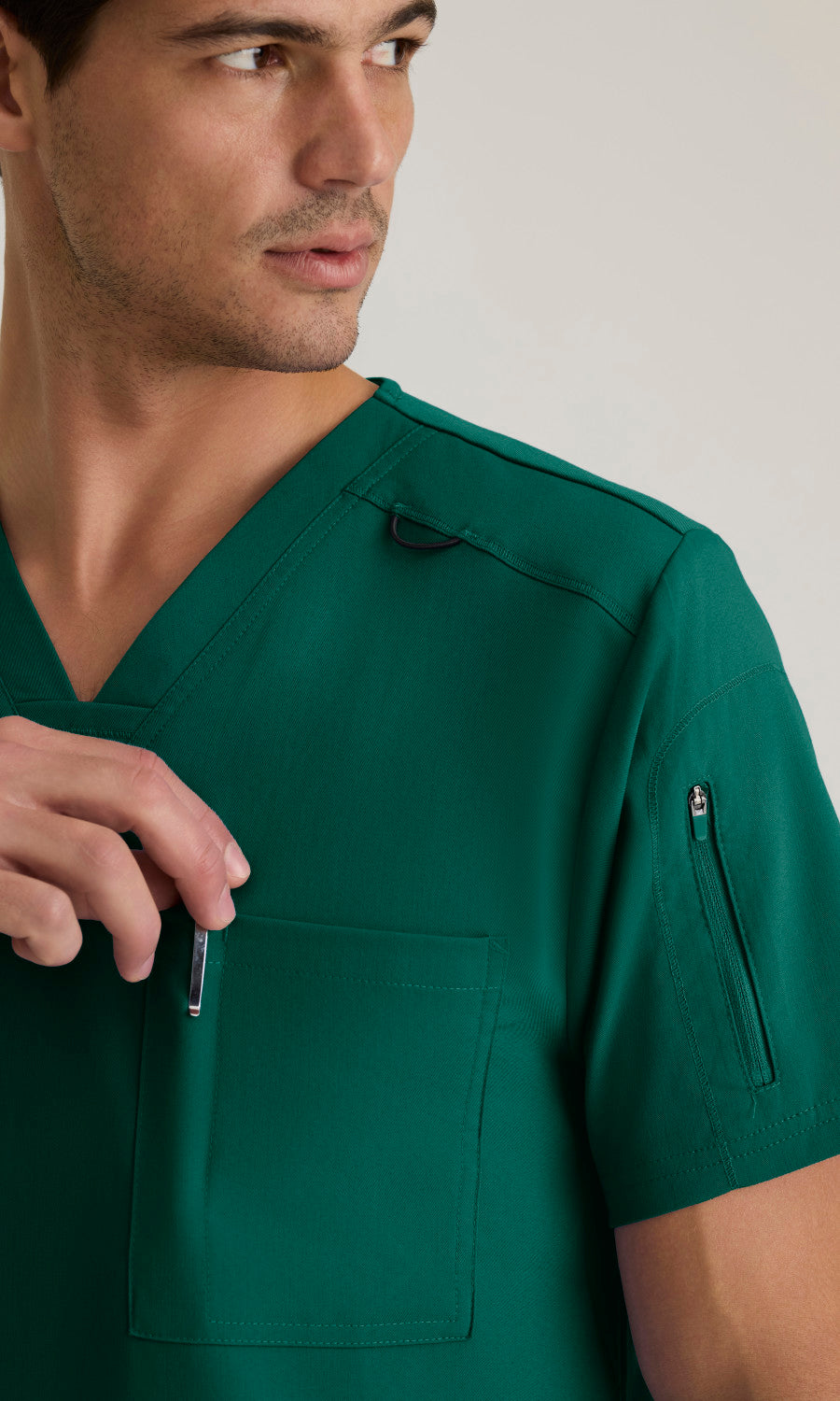 Grey's Anatomy Stretch GRST079 Murphy Scrub Top Hunter Green