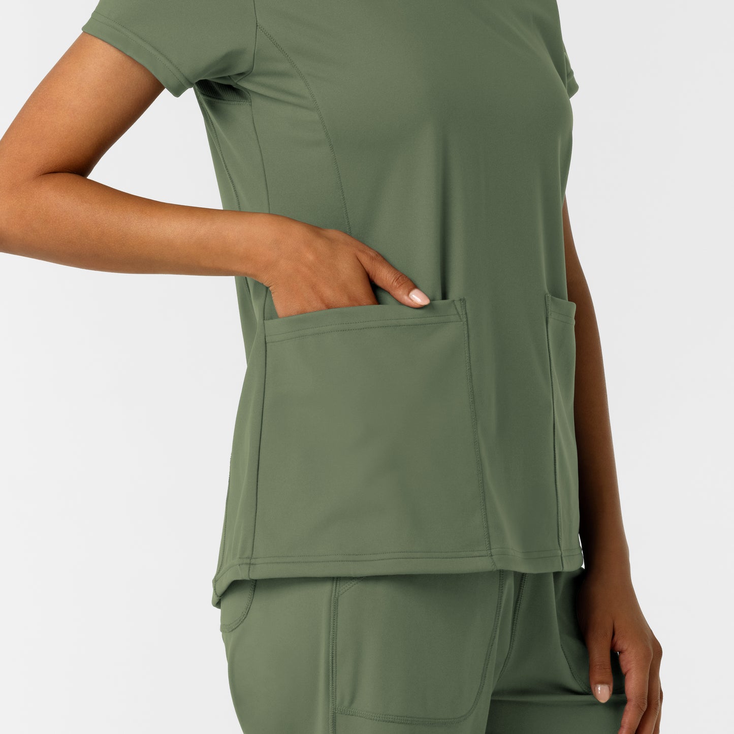 RENEW Knit 6559 Women's 2-Pocket Scrub Top Olive