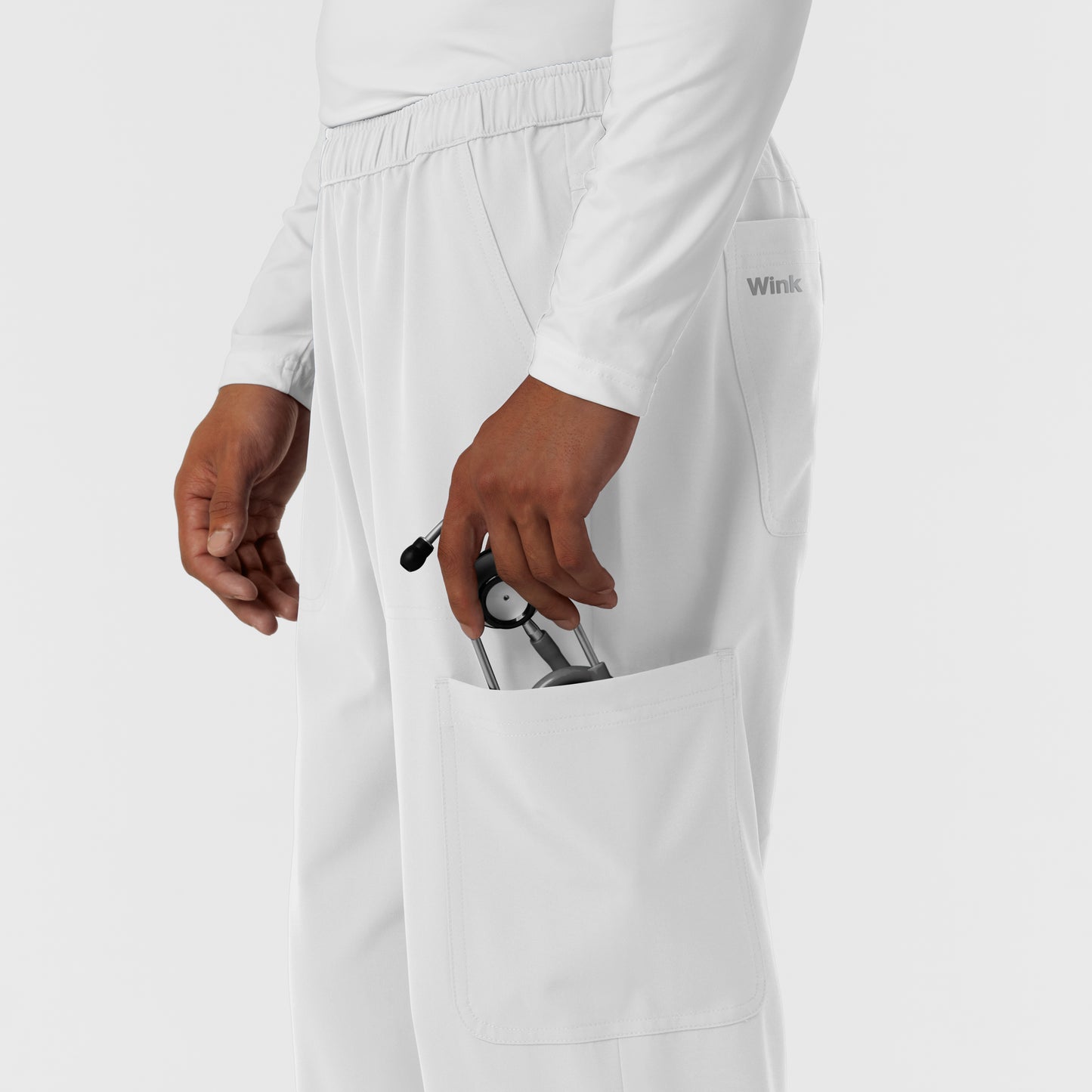 NURTUR 5380 Men's Straight Leg Cargo Scrub Pants White