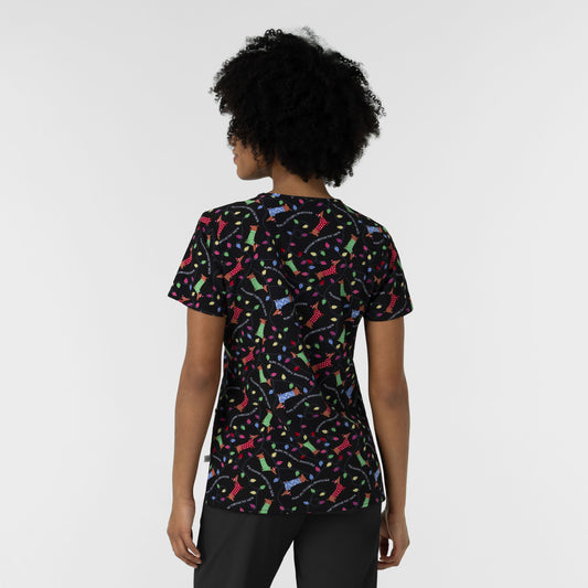 Fashion Prints 6147 Women's V-Neck Print Scrub Top Deck the Dogs