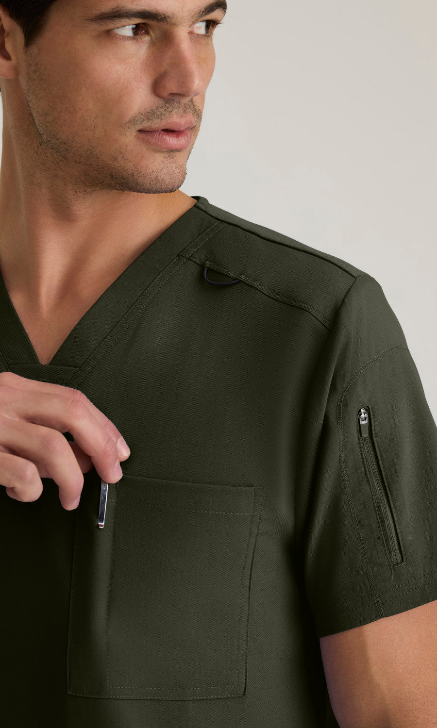 Grey's Anatomy Stretch GRST079 Murphy Scrub Top Olive