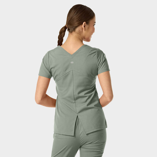 Kinetic 1006 Astrid Two Pocket V-Neck Scrub Top Camp Green