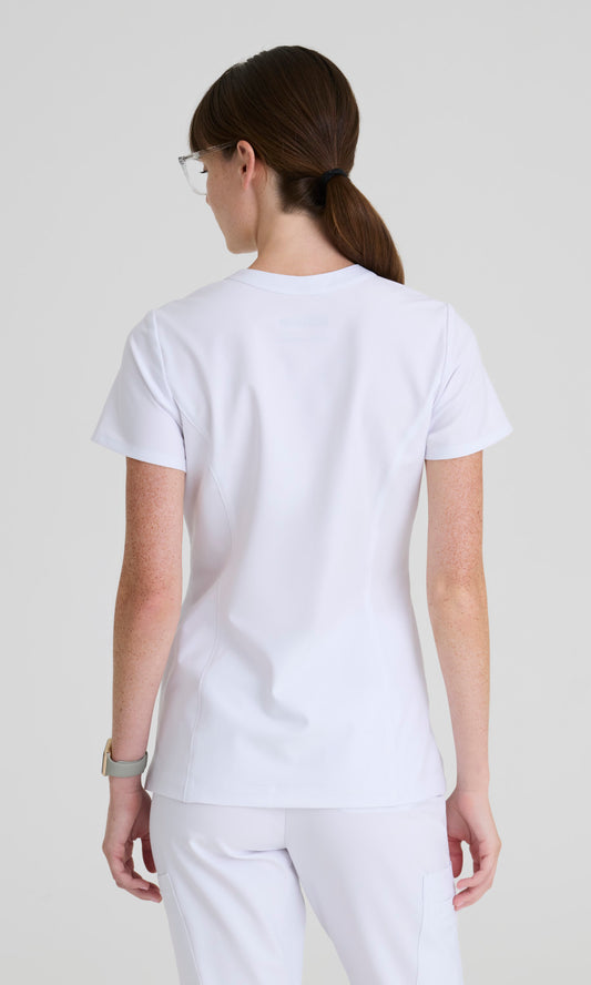 Grey's Anatomy Evolve GSST298 Women's Sky Top in White by Barco Model Image Back