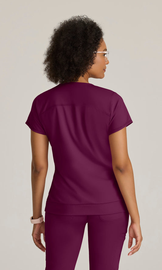 Grey's Anatomy Knits GRST250 Motivate Knit Scrub Top Wine