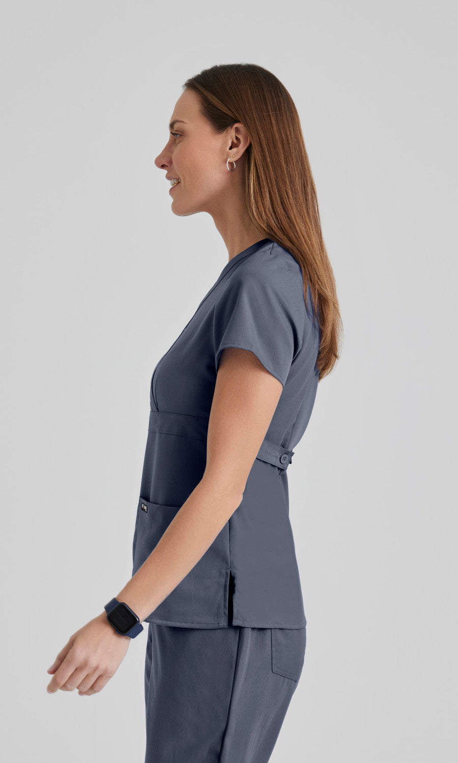 Grey's Anatomy 4153 Riley Scrub Top Steel